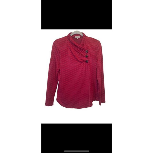 Habitat - Clothes To Live In Womens Small Red Black Stretch Top V - Picture 1 of 4